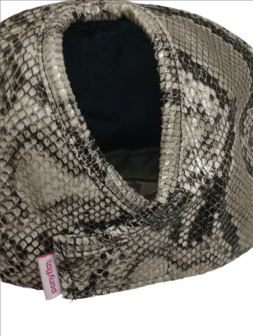 🆕 PONYFLO SNAKESKIN PRINT PONYTAIL MESSY BUN WOMEN'S CAP HAT - Picture 5 of 10